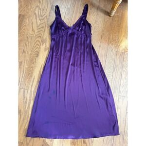 Altar'd State Purple Plum Satin Slip Dress Size L Lace Trim Nightgown Chemise
